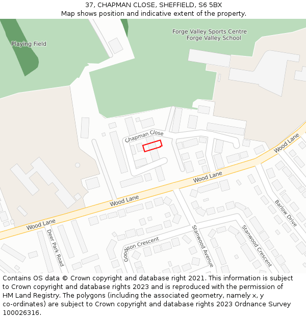 37, CHAPMAN CLOSE, SHEFFIELD, S6 5BX: Location map and indicative extent of plot