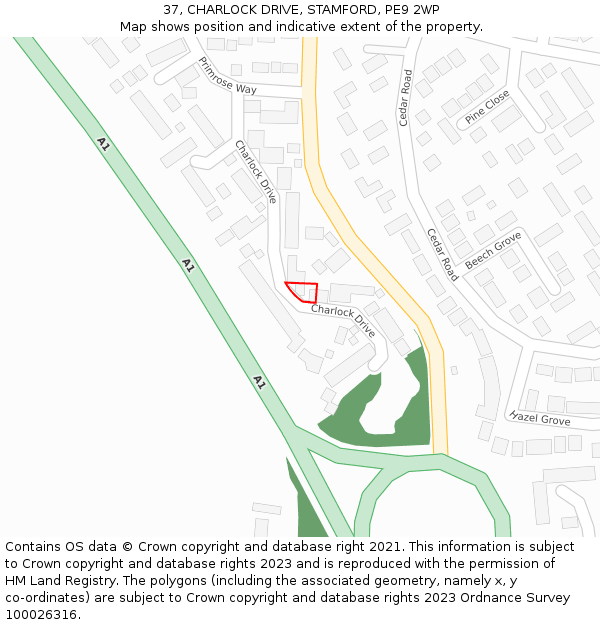 37, CHARLOCK DRIVE, STAMFORD, PE9 2WP: Location map and indicative extent of plot