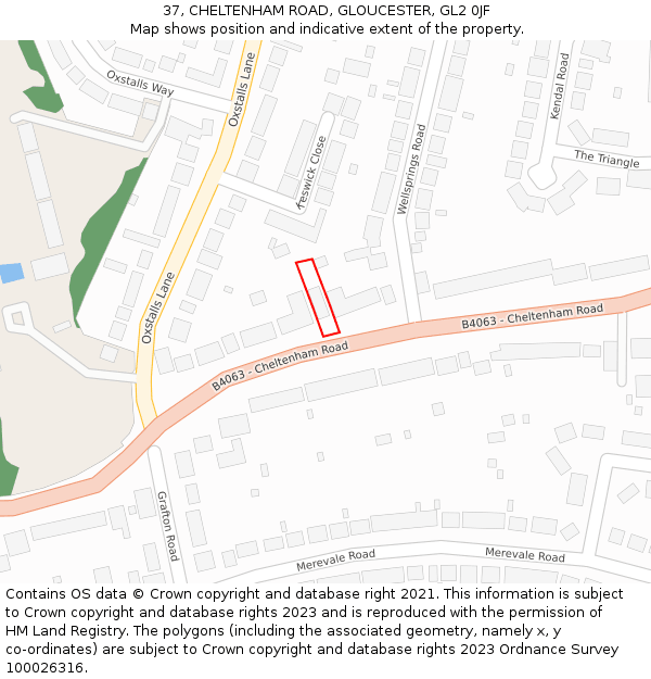 37, CHELTENHAM ROAD, GLOUCESTER, GL2 0JF: Location map and indicative extent of plot