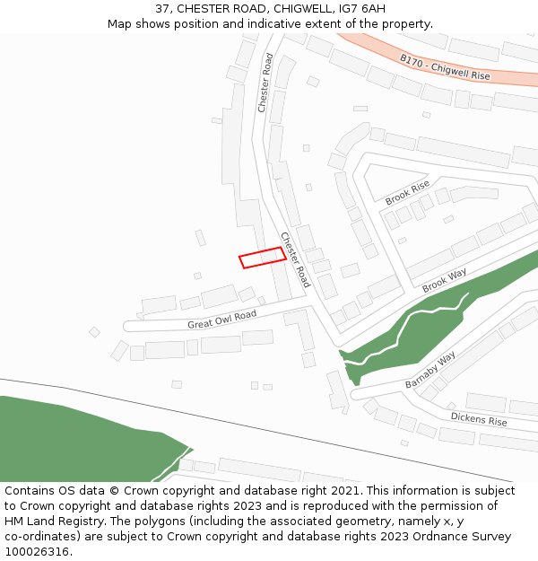37, CHESTER ROAD, CHIGWELL, IG7 6AH: Location map and indicative extent of plot