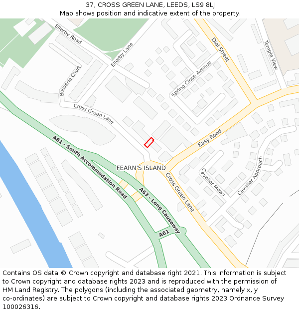 37, CROSS GREEN LANE, LEEDS, LS9 8LJ: Location map and indicative extent of plot
