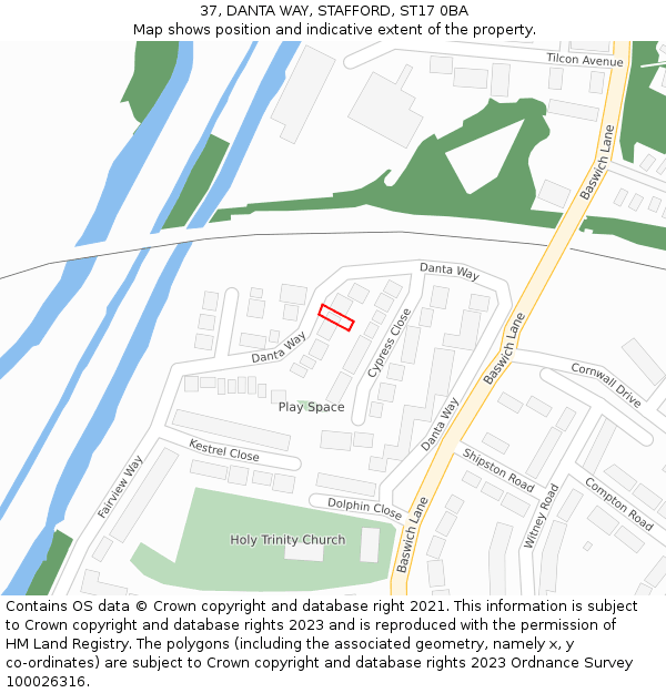 37, DANTA WAY, STAFFORD, ST17 0BA: Location map and indicative extent of plot