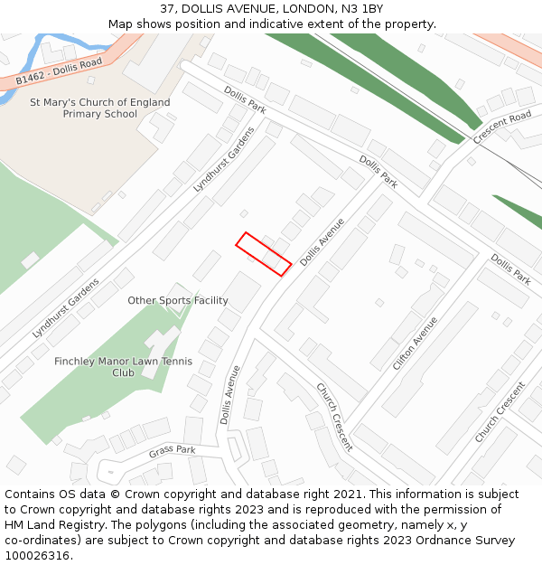 37, DOLLIS AVENUE, LONDON, N3 1BY: Location map and indicative extent of plot