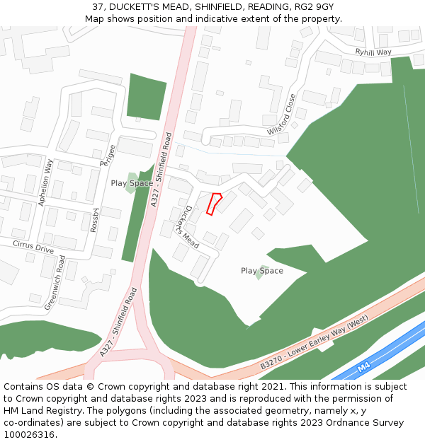 37, DUCKETT'S MEAD, SHINFIELD, READING, RG2 9GY: Location map and indicative extent of plot