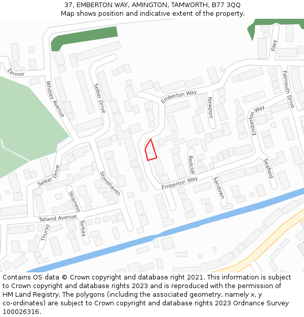 37, EMBERTON WAY, AMINGTON, TAMWORTH, B77 3QQ: Location map and indicative extent of plot