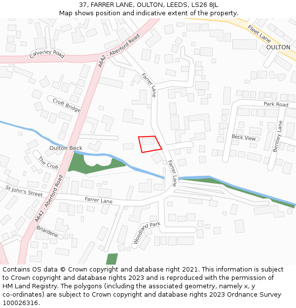 37, FARRER LANE, OULTON, LEEDS, LS26 8JL: Location map and indicative extent of plot