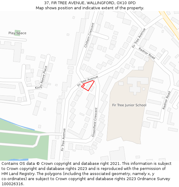 37, FIR TREE AVENUE, WALLINGFORD, OX10 0PD: Location map and indicative extent of plot