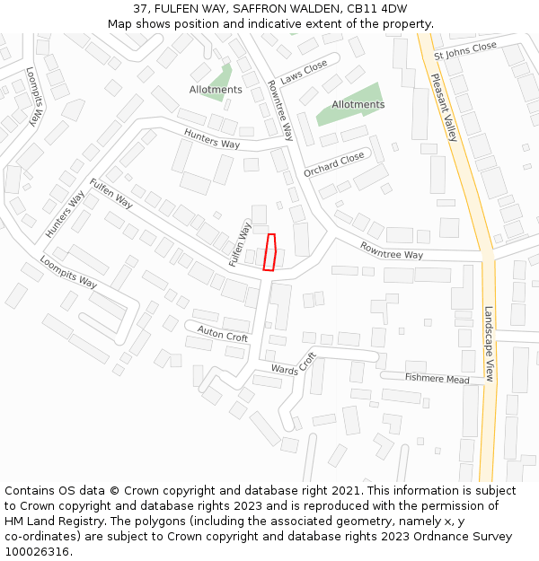 37, FULFEN WAY, SAFFRON WALDEN, CB11 4DW: Location map and indicative extent of plot