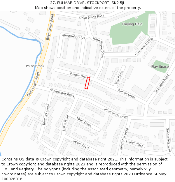 37, FULMAR DRIVE, STOCKPORT, SK2 5JL: Location map and indicative extent of plot