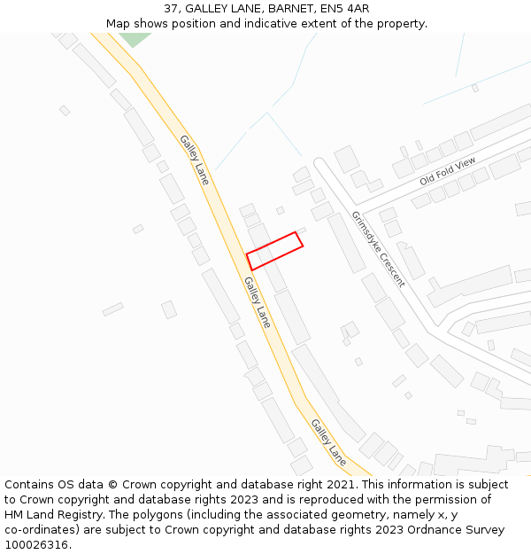 37, GALLEY LANE, BARNET, EN5 4AR: Location map and indicative extent of plot