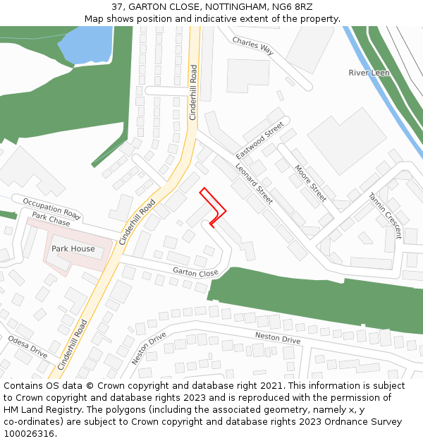 37, GARTON CLOSE, NOTTINGHAM, NG6 8RZ: Location map and indicative extent of plot