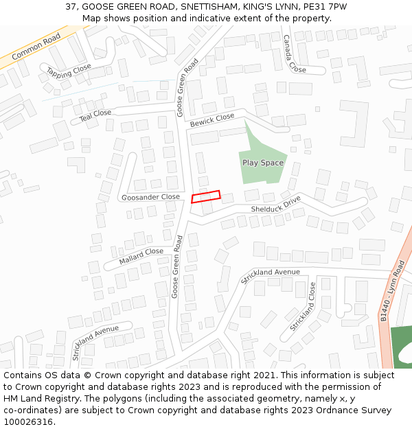 37, GOOSE GREEN ROAD, SNETTISHAM, KING'S LYNN, PE31 7PW: Location map and indicative extent of plot