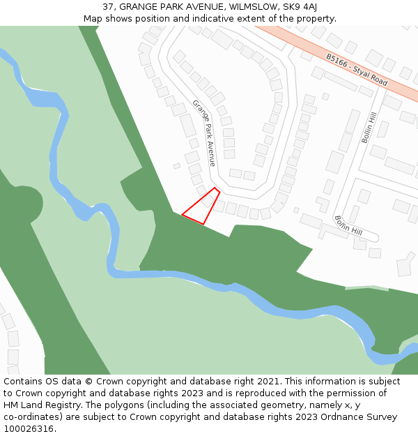 37, GRANGE PARK AVENUE, WILMSLOW, SK9 4AJ: Location map and indicative extent of plot