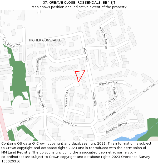 37, GREAVE CLOSE, ROSSENDALE, BB4 8JT: Location map and indicative extent of plot
