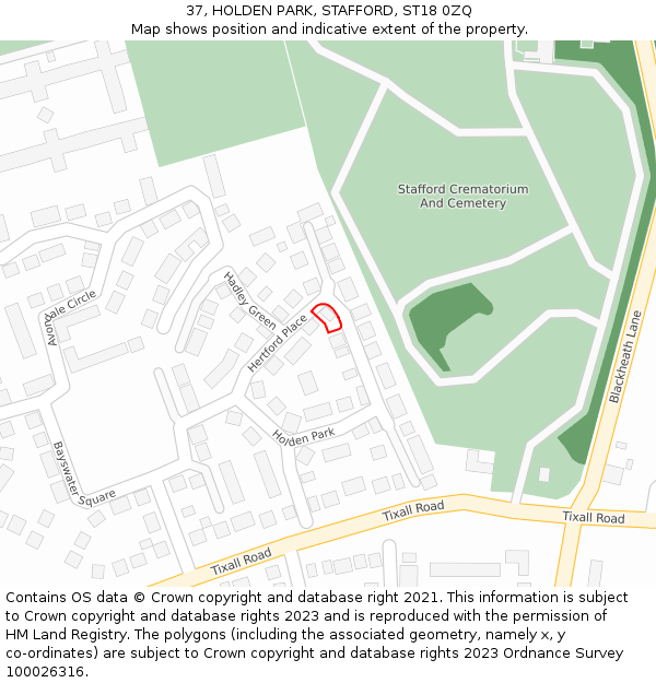 37, HOLDEN PARK, STAFFORD, ST18 0ZQ: Location map and indicative extent of plot