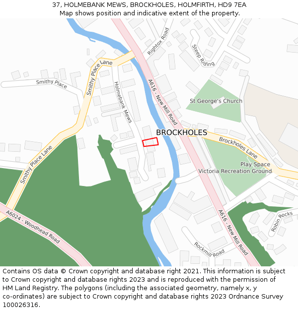 37, HOLMEBANK MEWS, BROCKHOLES, HOLMFIRTH, HD9 7EA: Location map and indicative extent of plot