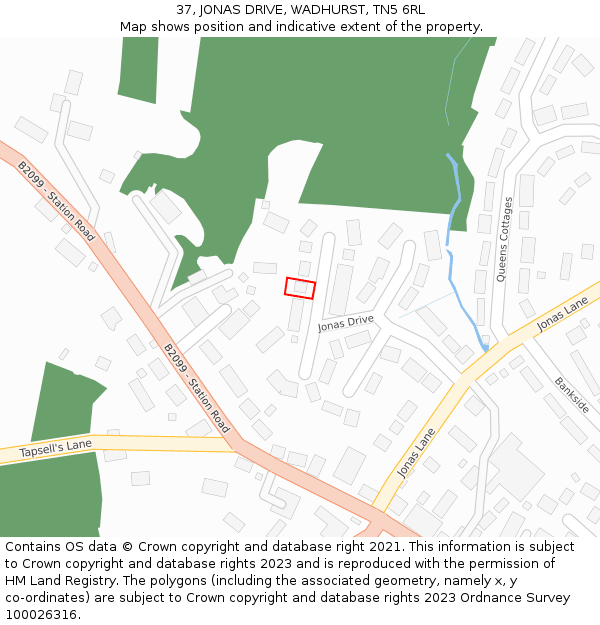 37, JONAS DRIVE, WADHURST, TN5 6RL: Location map and indicative extent of plot
