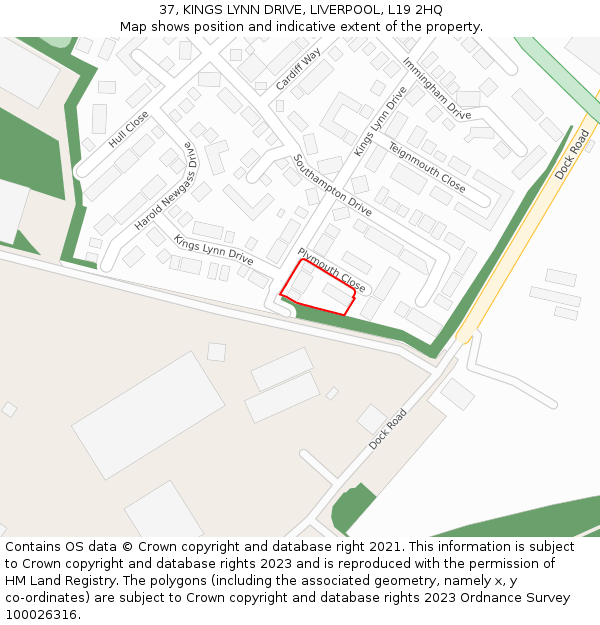 37, KINGS LYNN DRIVE, LIVERPOOL, L19 2HQ: Location map and indicative extent of plot