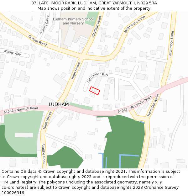 37, LATCHMOOR PARK, LUDHAM, GREAT YARMOUTH, NR29 5RA: Location map and indicative extent of plot
