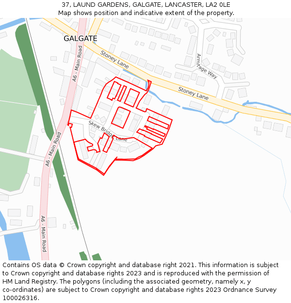 37, LAUND GARDENS, GALGATE, LANCASTER, LA2 0LE: Location map and indicative extent of plot