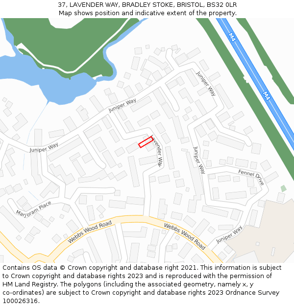 37, LAVENDER WAY, BRADLEY STOKE, BRISTOL, BS32 0LR: Location map and indicative extent of plot