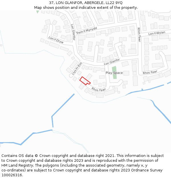 37, LON GLANFOR, ABERGELE, LL22 9YQ: Location map and indicative extent of plot