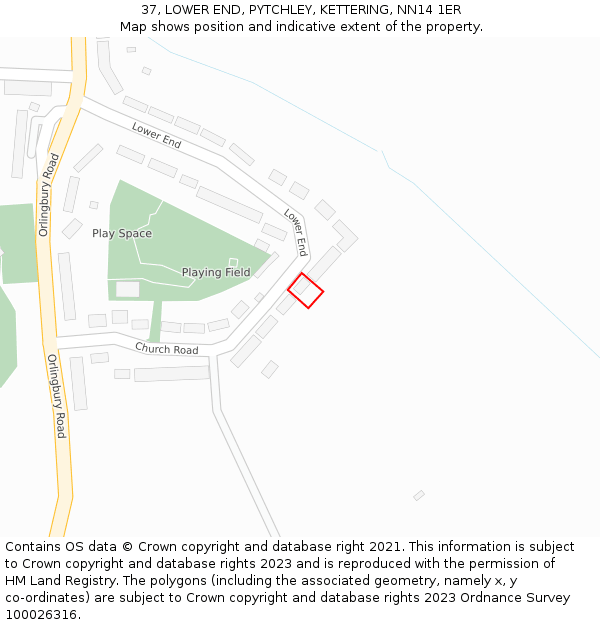 37, LOWER END, PYTCHLEY, KETTERING, NN14 1ER: Location map and indicative extent of plot