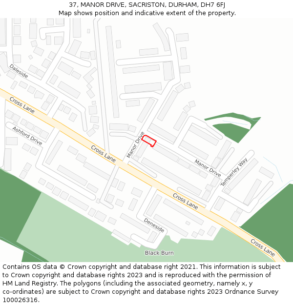 37, MANOR DRIVE, SACRISTON, DURHAM, DH7 6FJ: Location map and indicative extent of plot