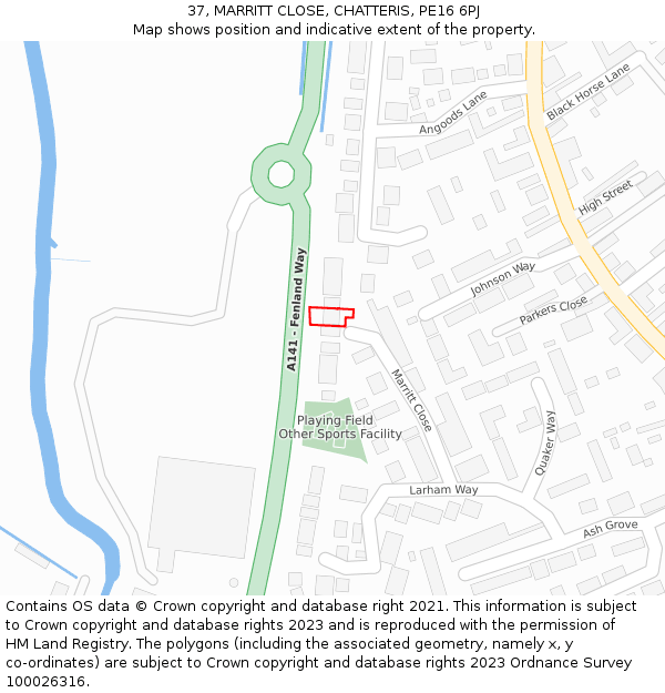 37, MARRITT CLOSE, CHATTERIS, PE16 6PJ: Location map and indicative extent of plot