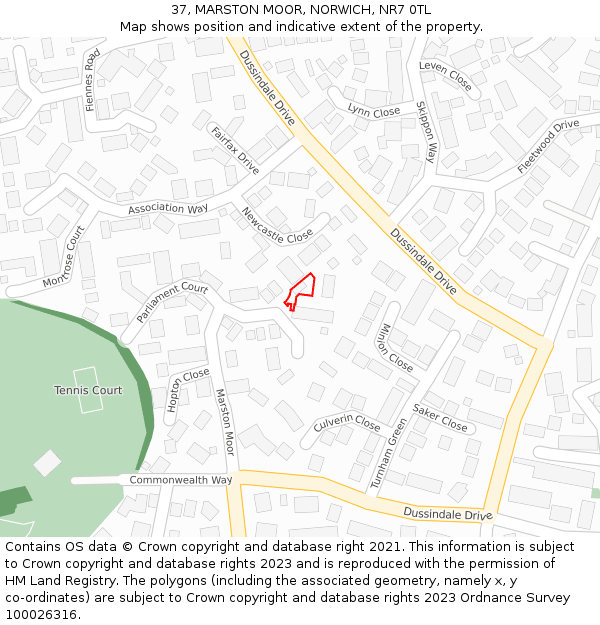 37, MARSTON MOOR, NORWICH, NR7 0TL: Location map and indicative extent of plot