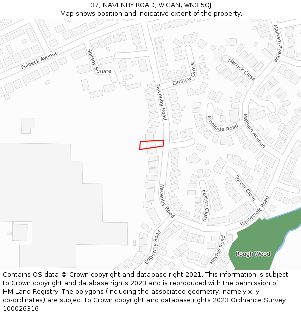 37, NAVENBY ROAD, WIGAN, WN3 5QJ: Location map and indicative extent of plot