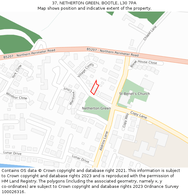 37, NETHERTON GREEN, BOOTLE, L30 7PA: Location map and indicative extent of plot