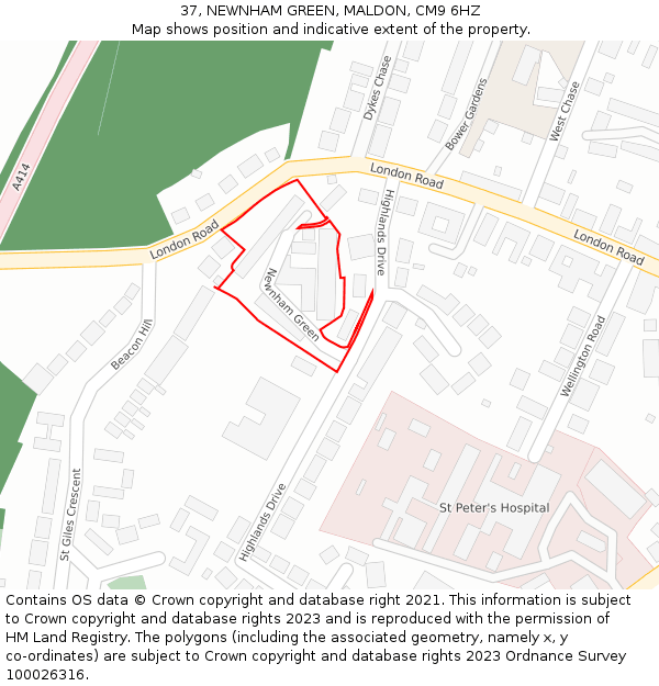 37, NEWNHAM GREEN, MALDON, CM9 6HZ: Location map and indicative extent of plot