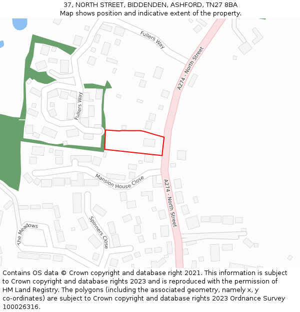 37, NORTH STREET, BIDDENDEN, ASHFORD, TN27 8BA: Location map and indicative extent of plot