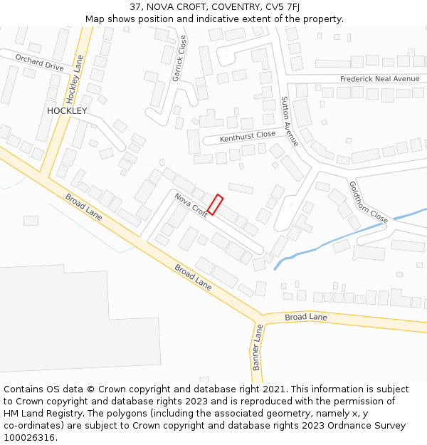 37, NOVA CROFT, COVENTRY, CV5 7FJ: Location map and indicative extent of plot