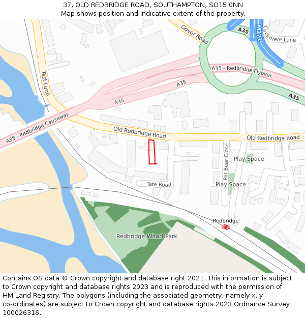 37, OLD REDBRIDGE ROAD, SOUTHAMPTON, SO15 0NN: Location map and indicative extent of plot