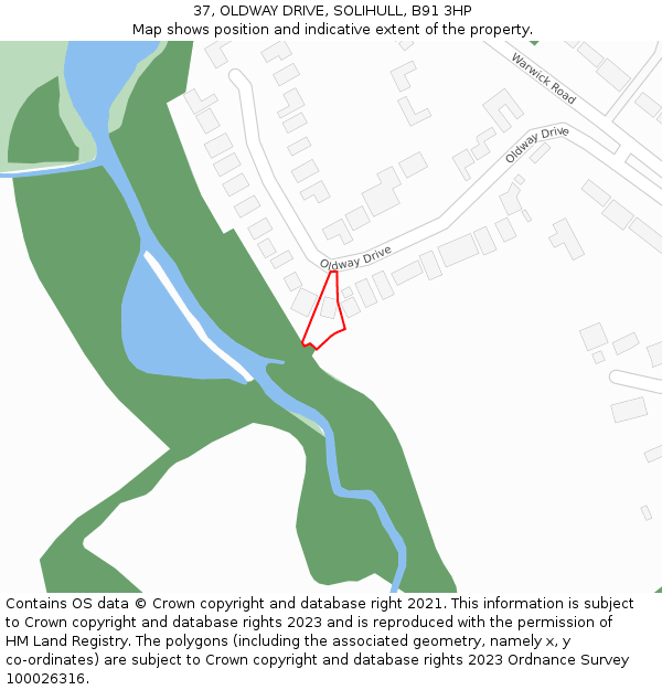 37, OLDWAY DRIVE, SOLIHULL, B91 3HP: Location map and indicative extent of plot