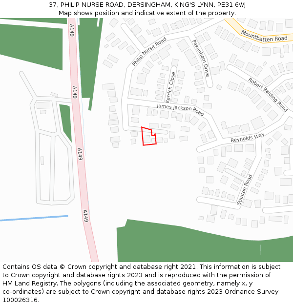 37, PHILIP NURSE ROAD, DERSINGHAM, KING'S LYNN, PE31 6WJ: Location map and indicative extent of plot
