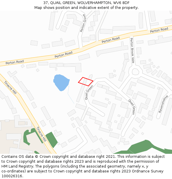 37, QUAIL GREEN, WOLVERHAMPTON, WV6 8DF: Location map and indicative extent of plot