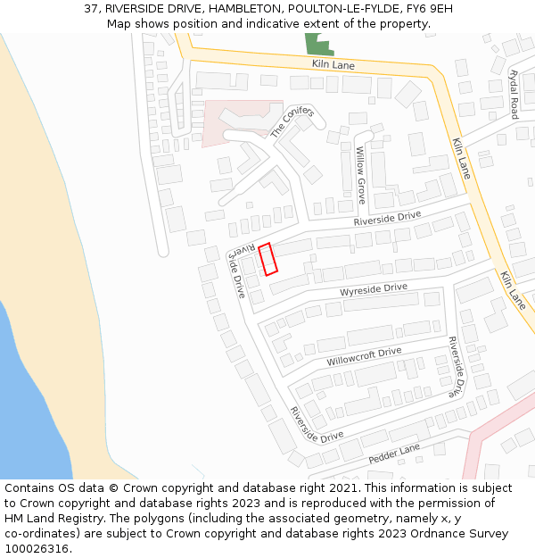37, RIVERSIDE DRIVE, HAMBLETON, POULTON-LE-FYLDE, FY6 9EH: Location map and indicative extent of plot