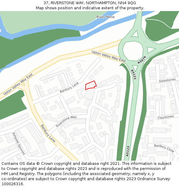 37, RIVERSTONE WAY, NORTHAMPTON, NN4 9QG: Location map and indicative extent of plot