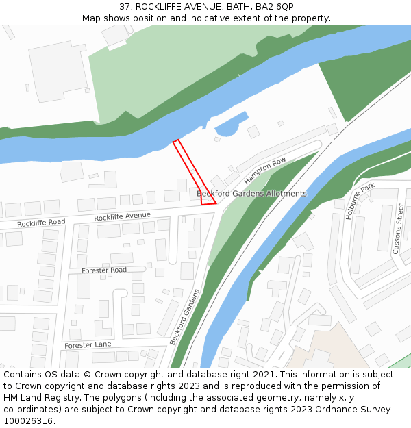 37, ROCKLIFFE AVENUE, BATH, BA2 6QP: Location map and indicative extent of plot