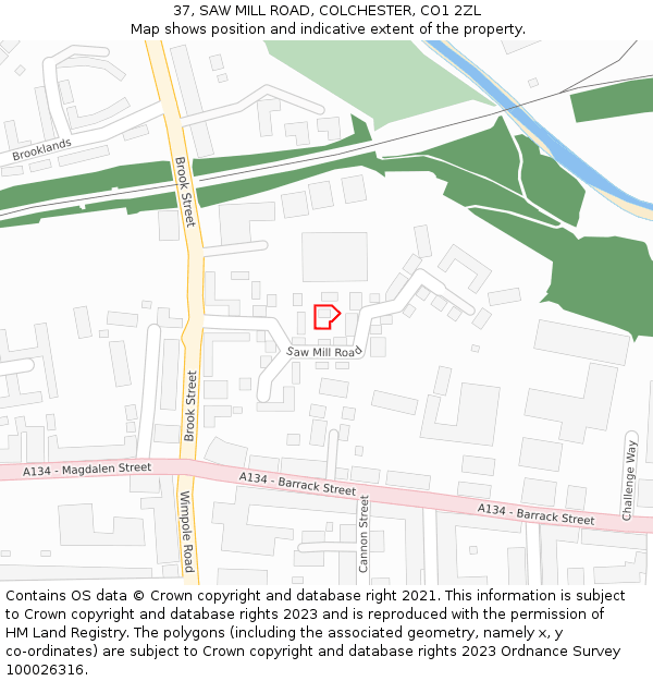 37, SAW MILL ROAD, COLCHESTER, CO1 2ZL: Location map and indicative extent of plot