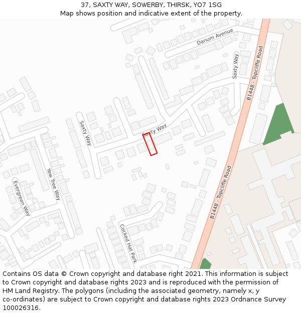 37, SAXTY WAY, SOWERBY, THIRSK, YO7 1SG: Location map and indicative extent of plot