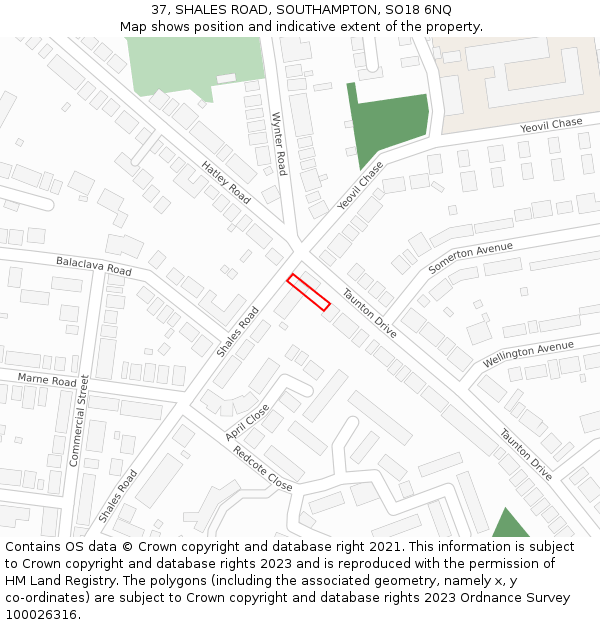 37, SHALES ROAD, SOUTHAMPTON, SO18 6NQ: Location map and indicative extent of plot