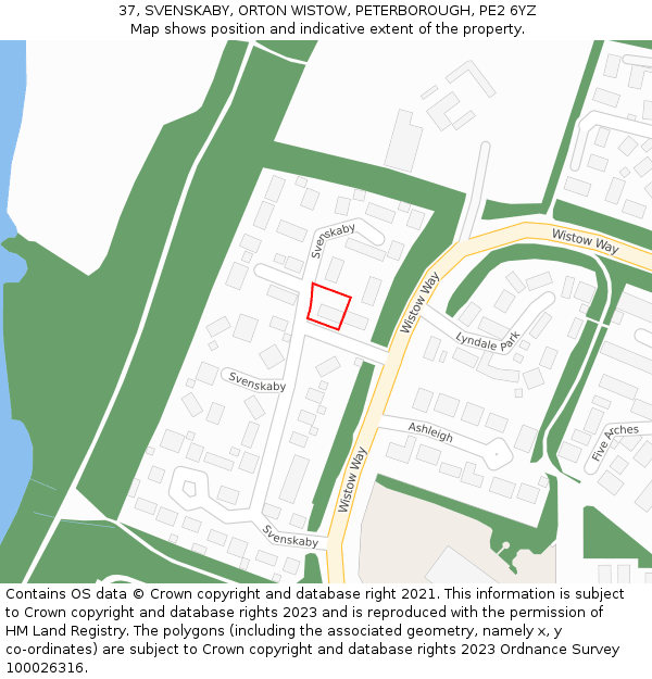 37, SVENSKABY, ORTON WISTOW, PETERBOROUGH, PE2 6YZ: Location map and indicative extent of plot
