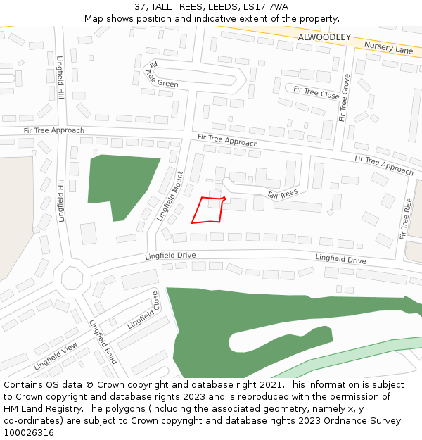 37, TALL TREES, LEEDS, LS17 7WA: Location map and indicative extent of plot