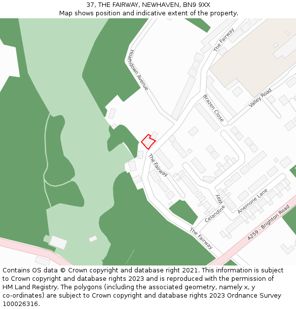 37, THE FAIRWAY, NEWHAVEN, BN9 9XX: Location map and indicative extent of plot