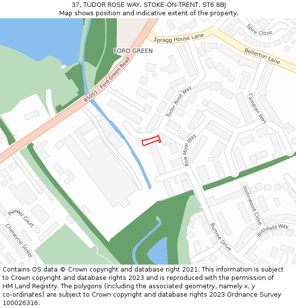 37, TUDOR ROSE WAY, STOKE-ON-TRENT, ST6 8BJ: Location map and indicative extent of plot
