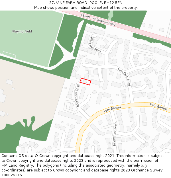 37, VINE FARM ROAD, POOLE, BH12 5EN: Location map and indicative extent of plot